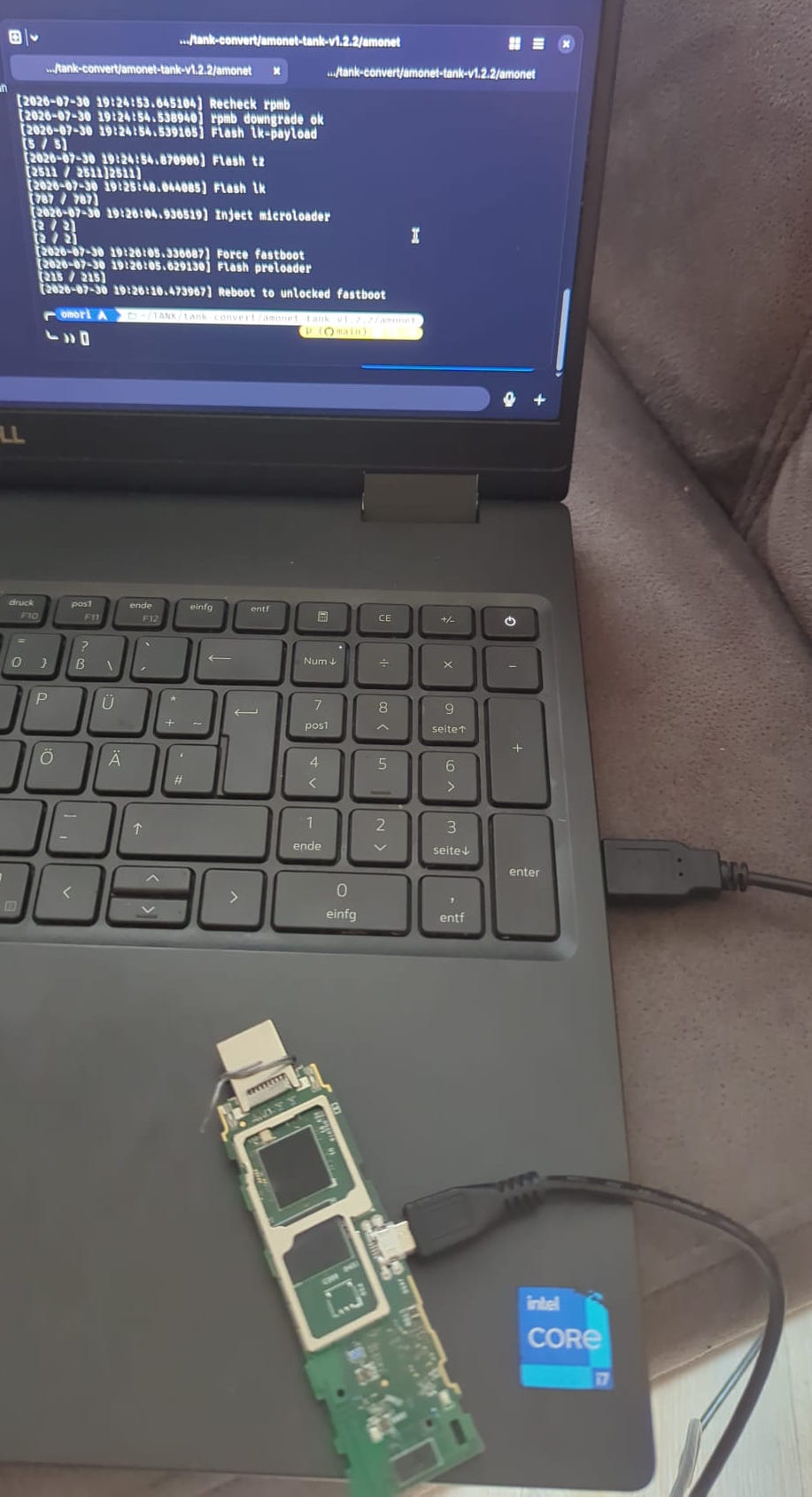 amonet payload flashing the stick over USB